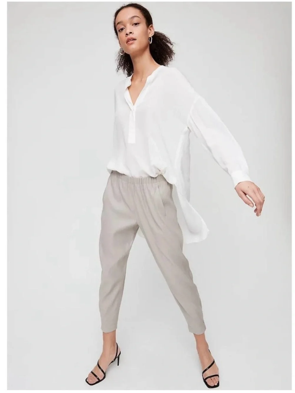 BABATON Aritzia Dexter Linen Cropped Linen Dress Pants Sz XS Pull On